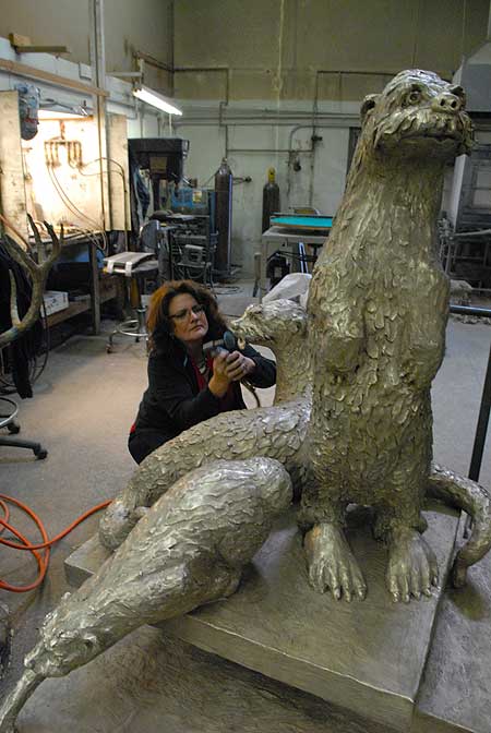 Maritza Cornejo Bean Working on Otter Family